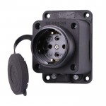 Розетка LEZARD зовнішньої установки пряма з заглушкою 106-0400-0103/103 2Р+РЕ 1х16А 220-240V (каучук)