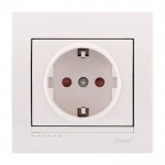 Розетка LEZARD Deriy 702-0202-124 c заземлюючим контактом і захисними шторками біла
