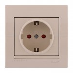 Розетка LEZARD Deriy 702-0303-124B c заземлюючим контактом і захисними шторками крем