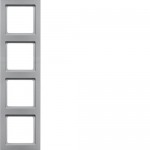 Рамка чотиримісна HAGER-BERKER алюміній Q.3