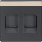 Накладка для супортів HAGER-BERKER під два модуля RJ12/RJ45 антрацит Q.x
