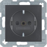 Розетка с заземляющим контактом HAGER-BERKER с дополнительной защитой контактов 16А/250В антрацит S.1