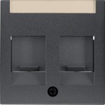 Накладка для супортів HAGER-BERKER під два модуля RJ12/RJ45 антрацит S.1