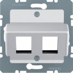 Накладка для двойного модуля  Modular Jacks "Krone" HAGER-BERKER алюминий S.1