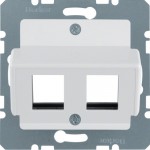 Накладка для двойного модуля  Modular Jacks "Krone" HAGER-BERKER полярная белизна матовая S.1