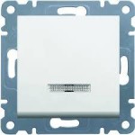 Вимикач HAGER LUMINA одноклавішний універсальний з підсвічуванням 10А/250В білий