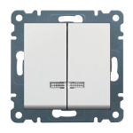 Вимикач HAGER LUMINA 2-клавішний з підсвіткою 10А/250В білий