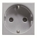 Розетка ABB Zenit з заземлюючим контактом та захисними шторками 2 мод. срібна N2288PL