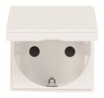Розетка ABB Zenit з заземлюючим контактом захисними шторками з кришкою 2 мод. біла N2288.1BL