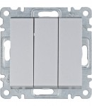 Вимикач HAGER LUMINA 3-клавішний 10А/250В срібний