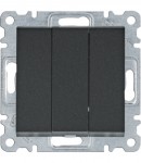 Вимикач HAGER LUMINA 3-клавішний 10А/250В чорний