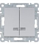 Вимикач HAGER LUMINA 2-клавішний з підсвіткою 10А/250В срібний