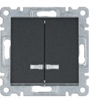 Вимикач HAGER LUMINA 2-клавішний з підсвіткою 10А/250В чорний