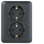 Розетка HAGER LUMINA подвійна із заземленням 16А/250В IP20 чорна