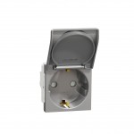 Розетка SCHNEIDER Unica NEW з/к зі шторками і кришкою 16А гвинт.заж. алюміній