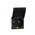 Розетка SCHNEIDER Unica NEW з/к зі шторками і кришкою 16А гвинт.заж.антрацит