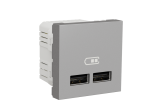 Розетка USB подвійна SCHNEIDER Unica NEW type A, 2.1А, 2 мод. алюміній