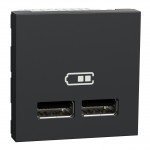Розетка USB подвійна SCHNEIDER Unica NEW type A, 2.1А, 2 мод. антрацит