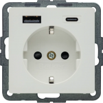 Розетка с заземляющим контактом HAGER-BERKER 2хUSB A-С /20Вт полярная белизна Q.х