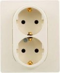 Розетка подвійна з заземленням LEGRAND Etika 2К+З слонова кістка