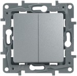 Вимикач-перемикач LEGRAND Etika 2-клавішний 10АХ/250В алюміній