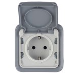 Розетка LEGRAND Plexo накладного монтажу 2Р+3 з кришкою IP55 сіра