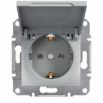 Розетка SCHNEIDER ASFORA EPH3100161 з з/к з кришкою алюміній
