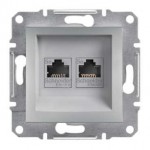 Розетка SCHNEIDER ASFORA EPH4400161 комп. 2 * RJ45 кат.5е подвійна алюміній