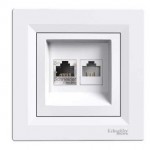 Розетка SCHNEIDER ASFORA EPH4900121 комп. RJ45 кат.5е/т/ф RJ12 125 МГц подвійна біла