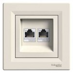 Розетка SCHNEIDER ASFORA EPH4900123 комп. RJ45 кат.5е/т/ф RJ12 125 МГц подвійна кремовий