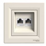 Розетка SCHNEIDER ASFORA EPH4800123 комп. 2 * RJ45 кат.6е подвійна кремовий