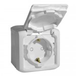 Розетка з з/к LEGRAND Forix 16А з кришкою та шторками IP44 зовнішнього монтажу біла