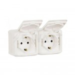 Розетка подвійна з з/к LEGRAND Forix 16А з кришкою та шторками IP44 зовнішнього монтажу біла