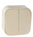 Вимикач LEGRAND Forix 2-клавішний зовнішнього монтажу (сх.5) IP20 білий