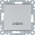 Вимикач HAGER LUMINA одноклавішний універсальний з підсвічуванням 10А/250В срібний