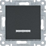 Вимикач HAGER LUMINA одноклавішний універсальний з підсвічуванням 10А/250В чорний