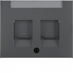 Накладка для супортів HAGER-BERKER під 2 модуля RJ12/RJ45 антрацит К.1