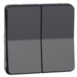 Вимикач 2-х клавішний SCHNEIDER Mureva Styl MUR35019 прохідний (сх 6+6) IP55 чорний