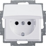 Розетка ABB Вasic55 з з/к та кришкою 16А безгвинтові клеми біла