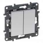 Выключатель проходной LEGRAND Niloé Step 2-клавишный (сх.6+6) 10А алюминий