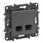Розетка комп'ютерна 2*RJ45 cat.5e UTP н/екр. LEGRAND Niloé Step сталь