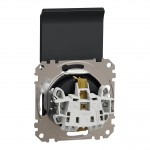 Розетка SCHNEIDER Sedna Design з заземленням зі шторками та кришкою 16A чорна