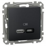Розетка USB SCHNEIDER Sedna Design type A+type C 3.4А 21Вт чорна