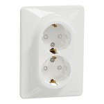 Розетка подвійна SCHNEIDER Sedna Design з заземленням та зі шторками 16A біла