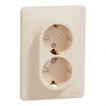 Розетка подвійна SCHNEIDER Sedna Design з заземленням та зі шторками 16A бежева