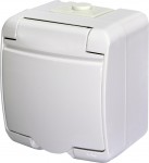 Розетка одномісна ETI Hermetics RHE-1s IP54 біла з заземленням та кришкою