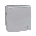 Розетка SCHNEIDER Unica MGU3.037.30ТА з заземл.контактом з захисними шторками і кришкою 2м. алюміній