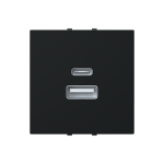 Зарядка подвійна USB type A+C (3A/2*1.5A) 2 мод. АВВ Zenit N2285.4 NT чорний матовий