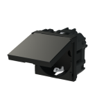 Розетка ABB Zenit з заземлюючим контактом захисними шторками з кришкою 2 мод. чорна матова N2288.1NT