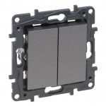 Выключатель проходной LEGRAND Niloé Step 2-клавишный (сх.6+6) 10А сталь